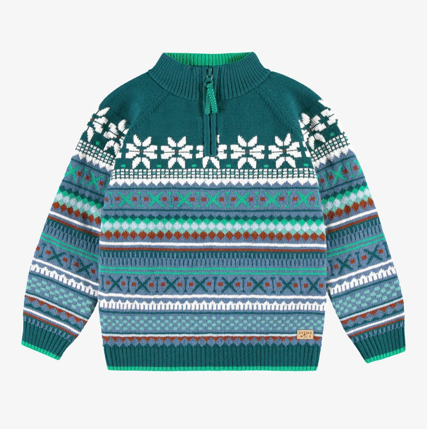 Teal patterned knit sweater, child