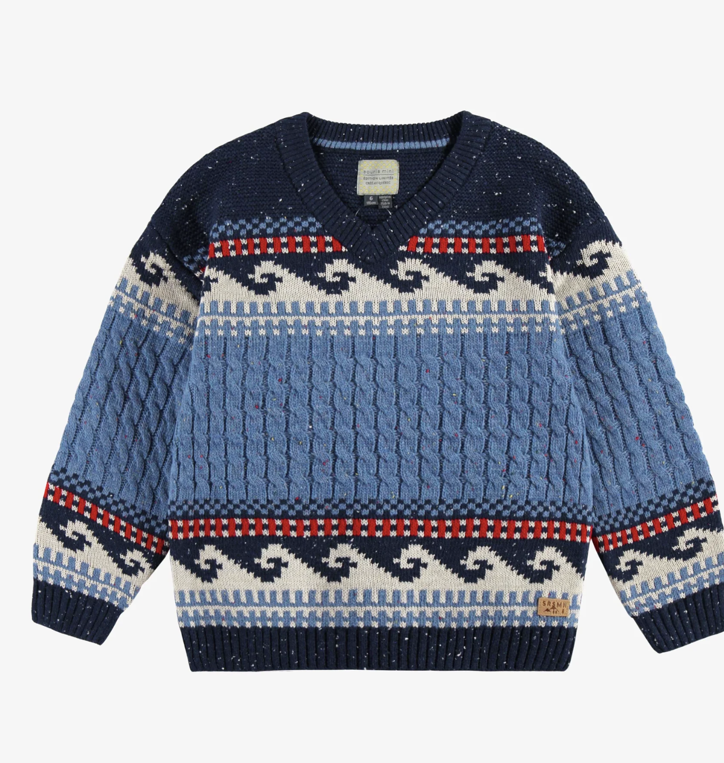 Blue Wave sweater in cable knit, child