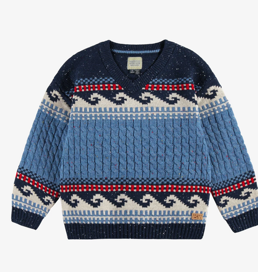 Blue Wave sweater in cable knit, child