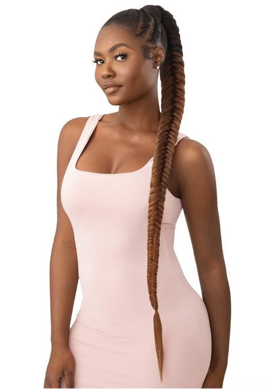 Outre Pretty Quick Wrap Pony Synthetic Ponytail - Natural Braided Fishtail 42"